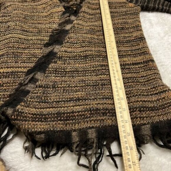 BKE Womens Fringed Wool Blend Open Cardigan Sweater Brown Size Medium - Picture 12 of 12